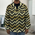 Gold And Black Chevron Pattern Print Men's Shirt Jacket