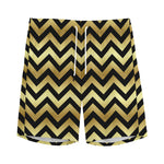 Gold And Black Chevron Pattern Print Men's Sports Shorts