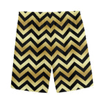 Gold And Black Chevron Pattern Print Men's Sports Shorts