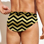 Gold And Black Chevron Pattern Print Men's Swim Briefs