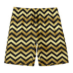 Gold And Black Chevron Pattern Print Men's Swim Trunks