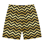 Gold And Black Chevron Pattern Print Men's Swim Trunks