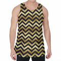 Gold And Black Chevron Pattern Print Men's Velvet Tank Top