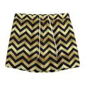 Gold And Black Chevron Pattern Print Mesh Shorts