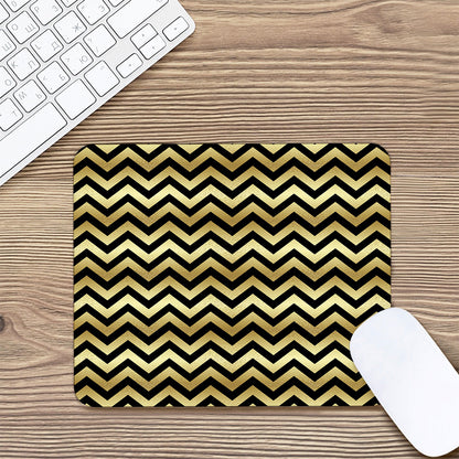 Gold And Black Chevron Pattern Print Mouse Pad