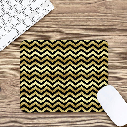 Gold And Black Chevron Pattern Print Mouse Pad