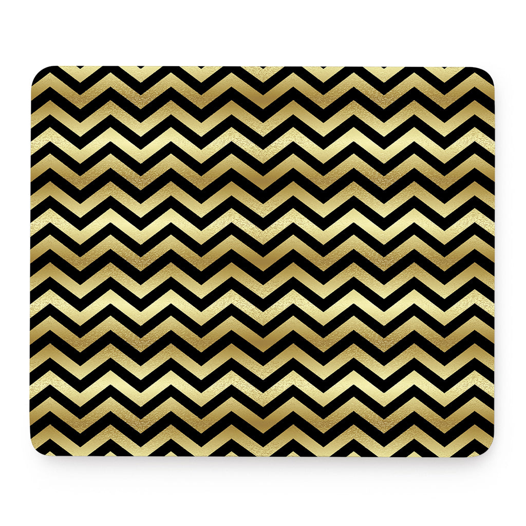 Gold And Black Chevron Pattern Print Mouse Pad