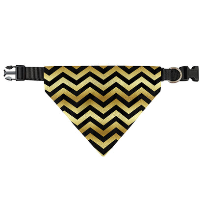Gold And Black Chevron Pattern Print Over The Collar Dog Bandana