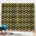 Gold And Black Chevron Pattern Print Pencil Pleat Curtains