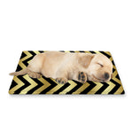 Gold And Black Chevron Pattern Print Pet Cooling Mat Cover