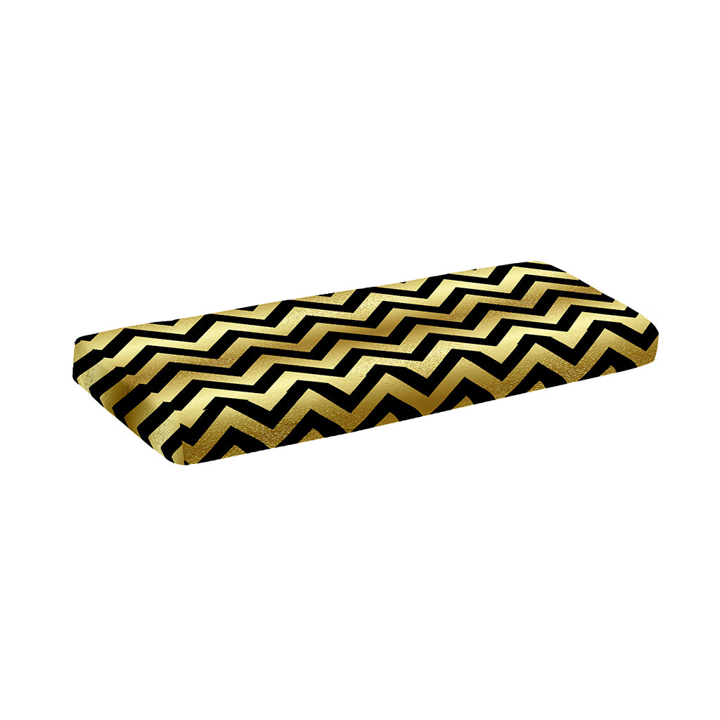 Gold And Black Chevron Pattern Print Piano Keyboard Cover