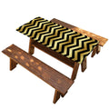 Gold And Black Chevron Pattern Print Picnic Table Cover