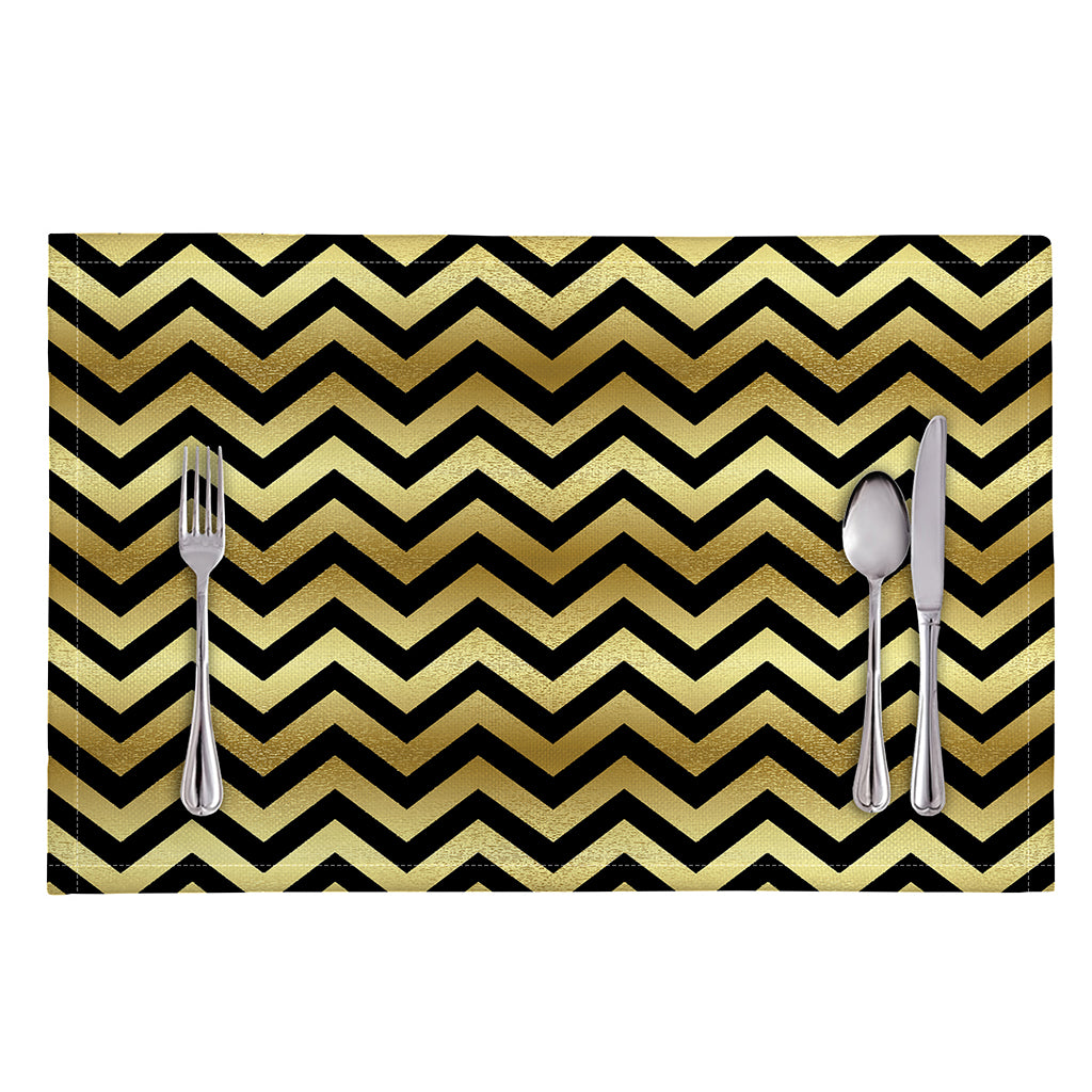 Gold And Black Chevron Pattern Print Placemat