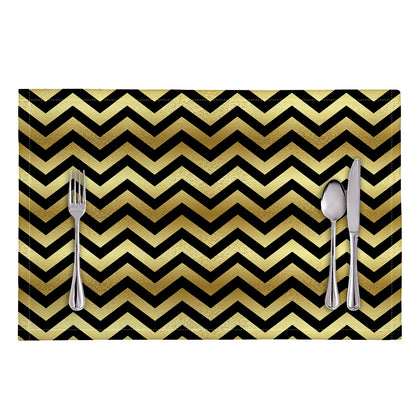 Gold And Black Chevron Pattern Print Placemat