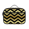 Gold And Black Chevron Pattern Print Portable Lunch Bag