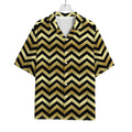 Gold And Black Chevron Pattern Print Rayon Hawaiian Shirt
