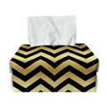 Gold And Black Chevron Pattern Print Rectangle Tissue Box Cover
