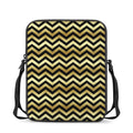 Gold And Black Chevron Pattern Print Rectangular Crossbody Bag