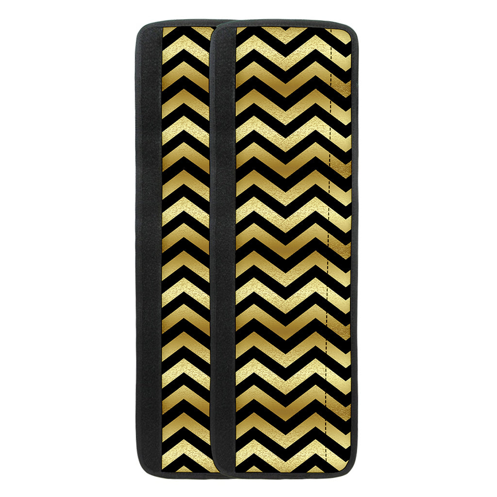 Gold And Black Chevron Pattern Print Refrigerator Handle Covers