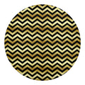 Gold And Black Chevron Pattern Print Round Blanket