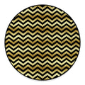 Gold And Black Chevron Pattern Print Round Floor Mat