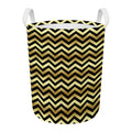 Gold And Black Chevron Pattern Print Round Laundry Basket