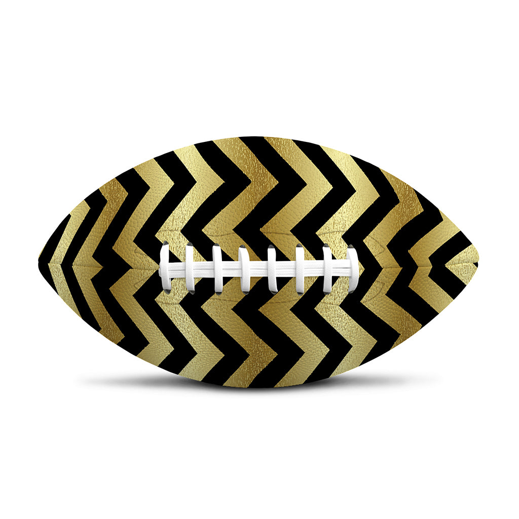 Gold And Black Chevron Pattern Print Rugby Ball