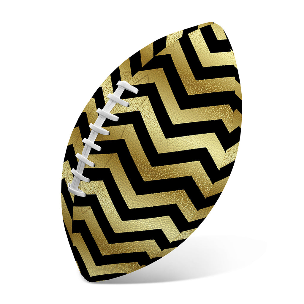Gold And Black Chevron Pattern Print Rugby Ball