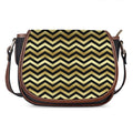 Gold And Black Chevron Pattern Print Saddle Bag