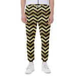 Gold And Black Chevron Pattern Print Scuba Joggers
