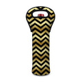 Gold And Black Chevron Pattern Print Single Neoprene Wine Tote
