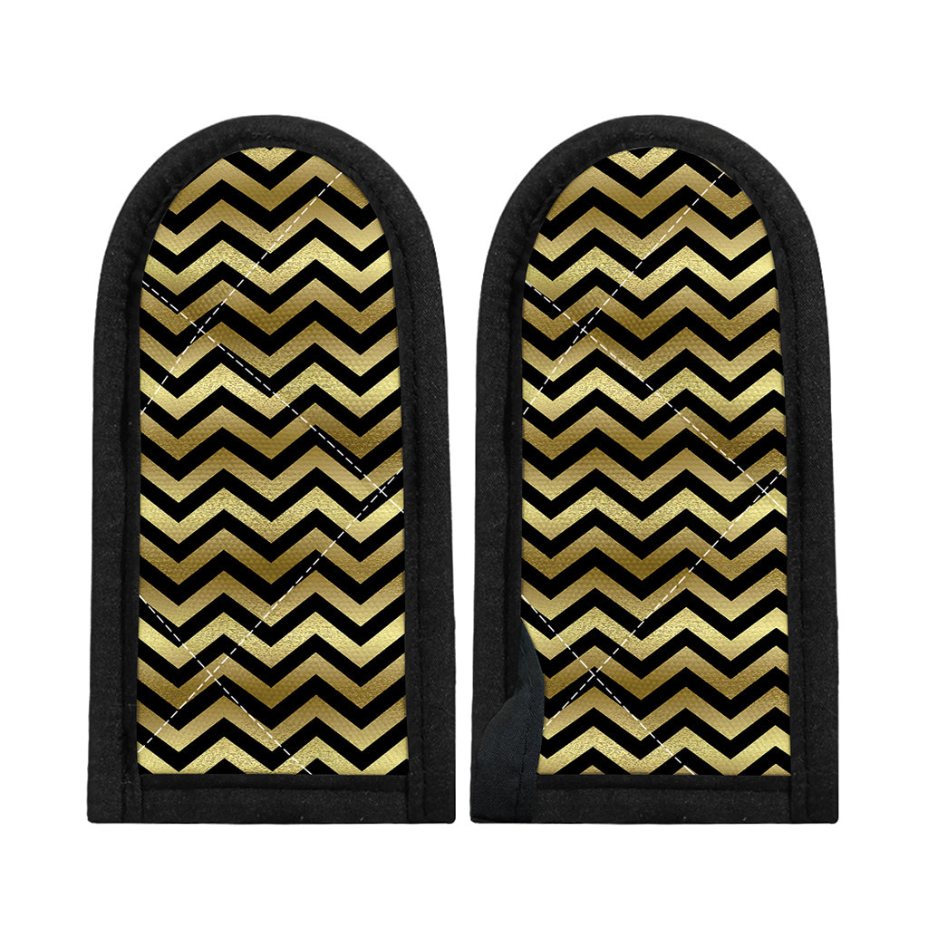 Gold And Black Chevron Pattern Print Skillet Handle Cover