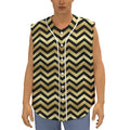 Gold And Black Chevron Pattern Print Sleeveless Baseball Jersey