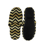 Gold And Black Chevron Pattern Print Slippers