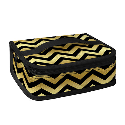 Gold And Black Chevron Pattern Print Small Lunch Bag