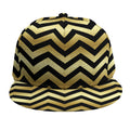 Gold And Black Chevron Pattern Print Snapback Cap