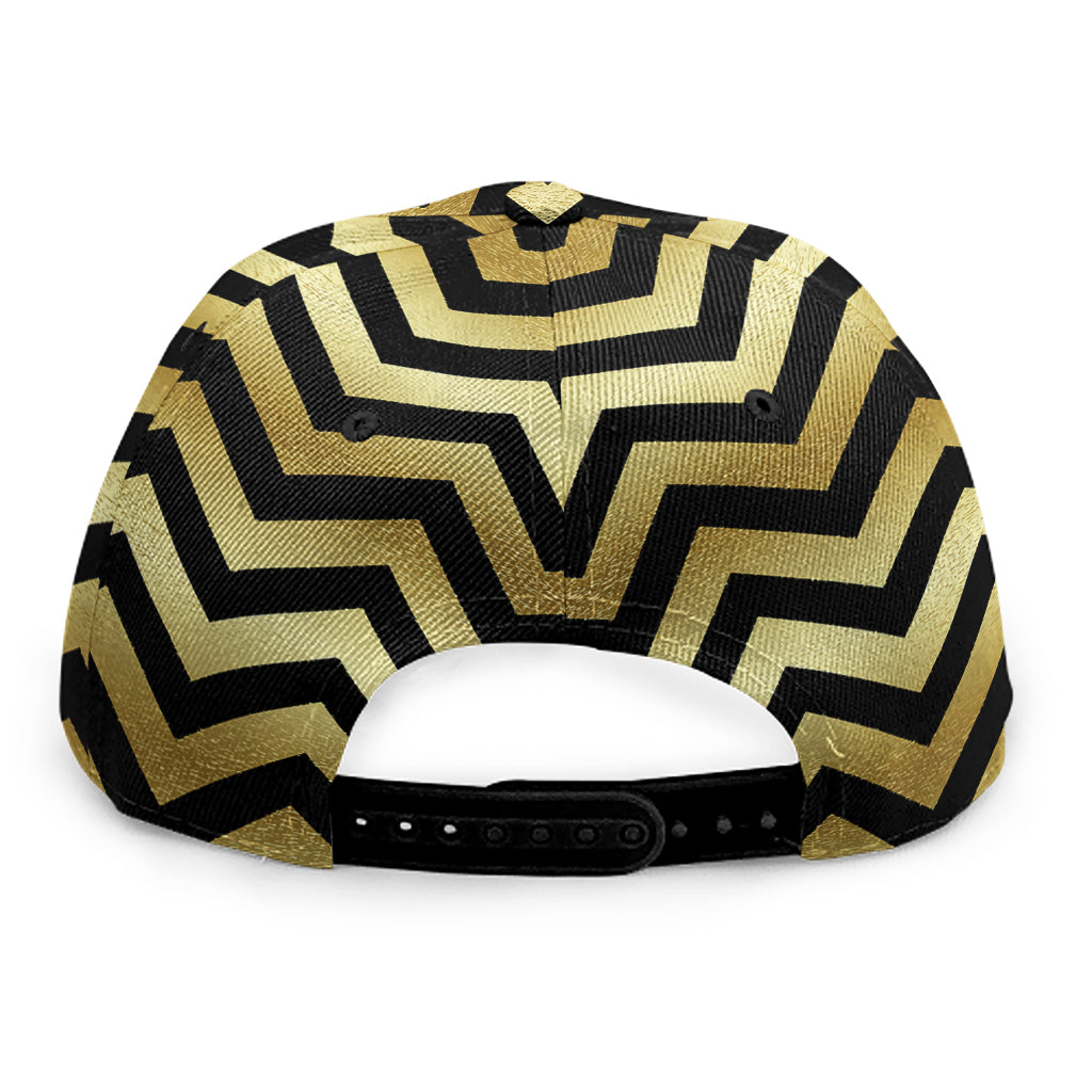 Gold And Black Chevron Pattern Print Snapback Cap