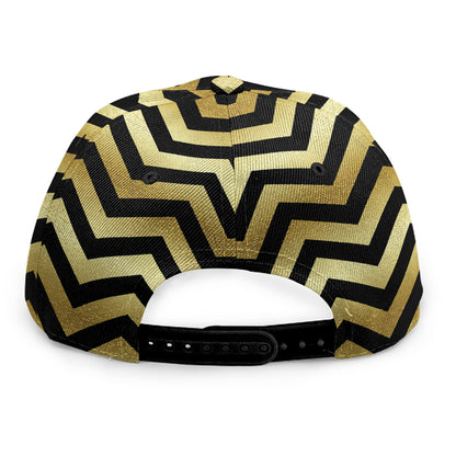 Gold And Black Chevron Pattern Print Snapback Cap