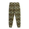 Gold And Black Chevron Pattern Print Sweatpants