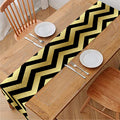 Gold And Black Chevron Pattern Print Table Runner