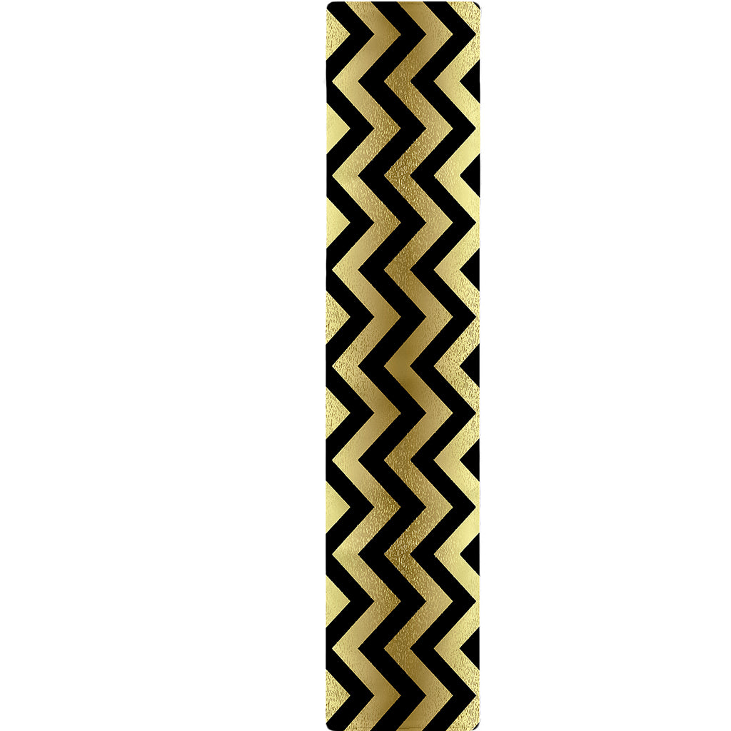 Gold And Black Chevron Pattern Print Table Runner