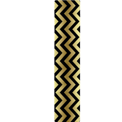 Gold And Black Chevron Pattern Print Table Runner