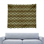 Gold And Black Chevron Pattern Print Tapestry