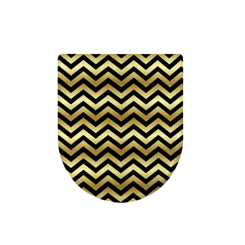 Gold And Black Chevron Pattern Print Toilet Lid Cover