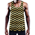 Gold And Black Chevron Pattern Print Men's Workout Tank Top