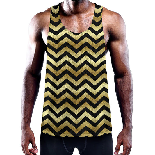Gold And Black Chevron Pattern Print Training Tank Top