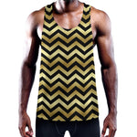 Gold And Black Chevron Pattern Print Training Tank Top