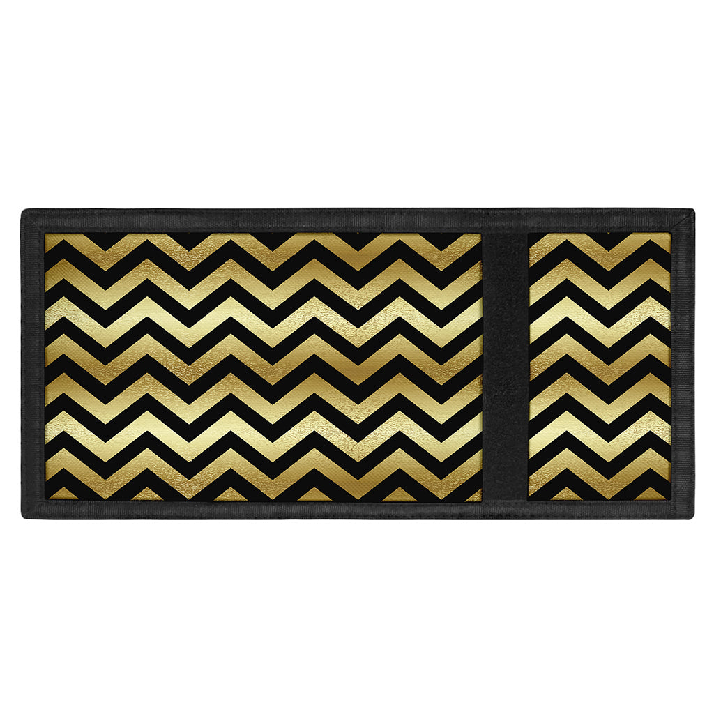 Gold And Black Chevron Pattern Print Trifold Wallet