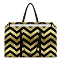 Gold And Black Chevron Pattern Print Utility Tote Bag