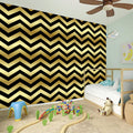 Gold And Black Chevron Pattern Print Wall Sticker